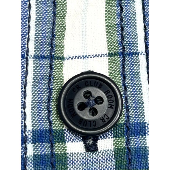 Club Room CR Men’s Shirt Vintage Fit XL Plaid White Blue Green Cotton Pockets - Picture 13 of 16